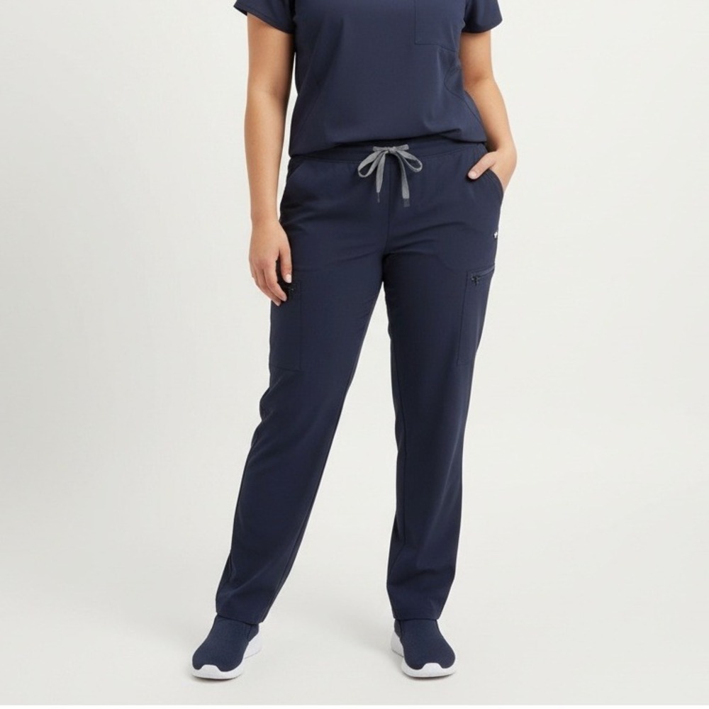 FIGS Technical Collection Navy Scrub Pants XL‎ Petite Straight Leg Drawstring